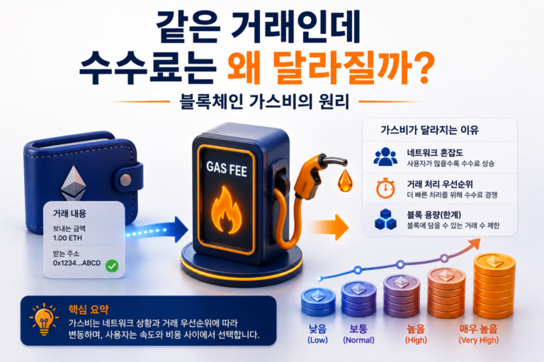 같은 거래인데 수수료는 왜 달라질까? 블록체인 가스비의 원리 5 블록체인 거래 수수료인 가스비가 달라지는 원리를 표현한 이미지