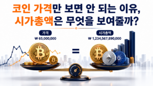 코인 가격만 보면 안 되는 이유, 시가총액은 무엇을 보여줄까? 5 코인 가격과 시가총액의 차이를 설명하는 이미지