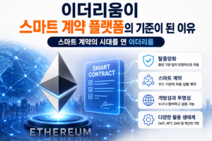 이더리움이 스마트 계약 플랫폼의 기준이 된 이유를 표현한 이미지