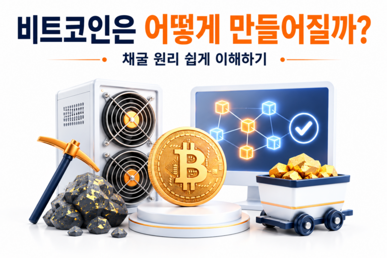비트코인은 어떻게 만들어질까? 채굴 원리 쉽게 이해하기 4 비트코인 채굴 원리와 생성 과정을 표현한 이미지