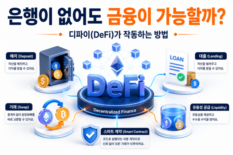 은행이 없어도 금융이 가능할까? 디파이(DeFi)가 작동하는 방법 2 은행 없이 작동하는 디파이 DeFi 금융 서비스 구조