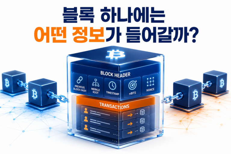 블록 하나에 들어가는 정보와 블록체인 데이터 구조