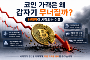 코인 가격은 왜 갑자기 무너질까? 하락장이 시작되는 이유 1 코인 가격 하락과 암호화폐 하락장이 시작되는 원인을 표현한 이미지