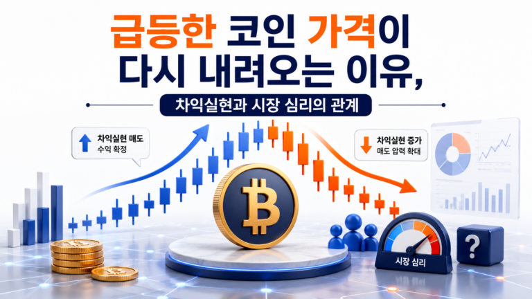 급등한 코인 가격이 다시 내려오는 이유와 코인 차익실현