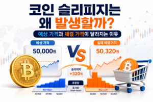 코인 슬리피지로 예상 가격과 실제 체결 가격이 달라지는 모습