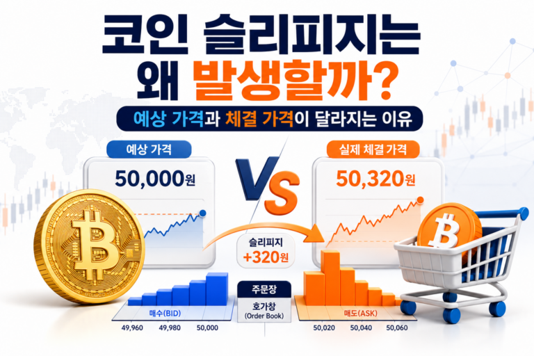 코인 슬리피지로 예상 가격과 실제 체결 가격이 달라지는 모습