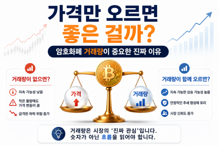 암호화폐 가격과 거래량의 관계가 중요한 이유를 표현한 이미지